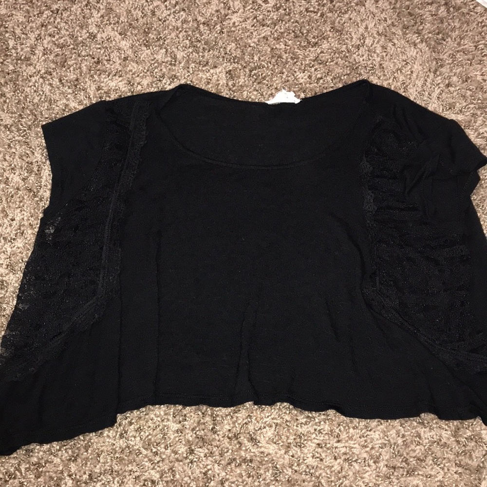 LA Hearts crop top with lace mesh panels